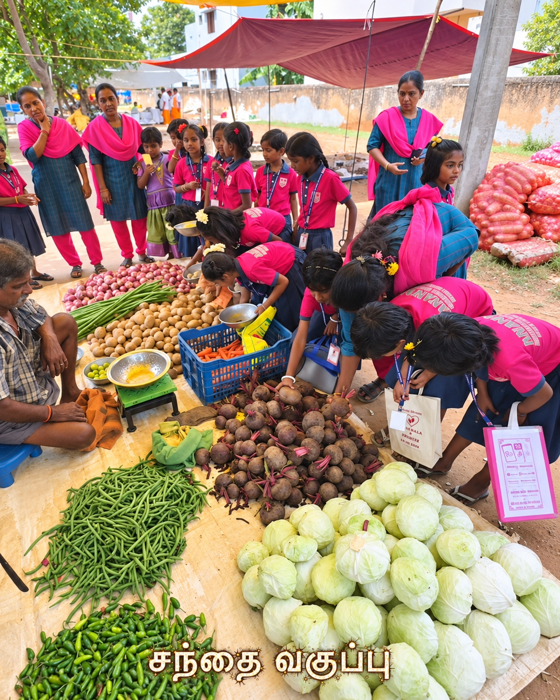 Ananda students visiting a market